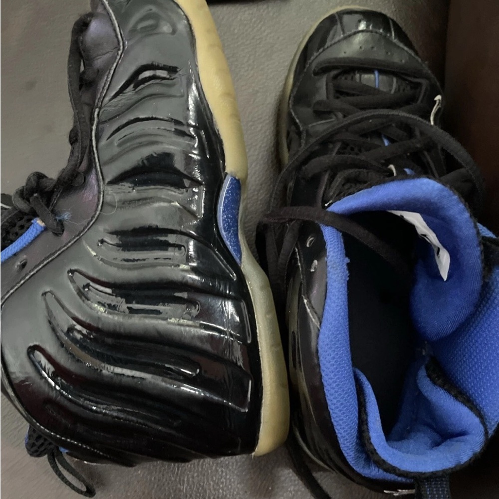 Nike Kids Little Posite Foamposite Black and Blue Sneakers